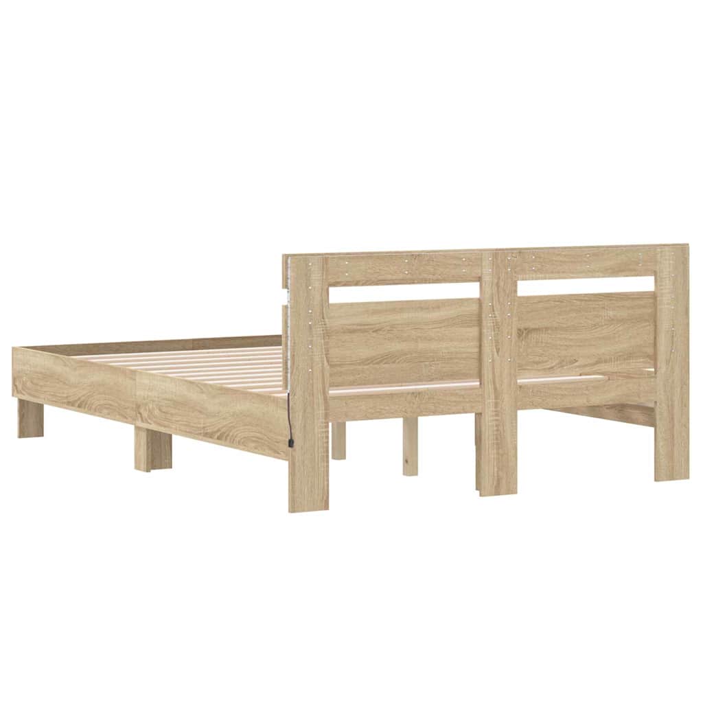 Sengestamme med LED Sonoma 137 x 190 cm Konstruert tre