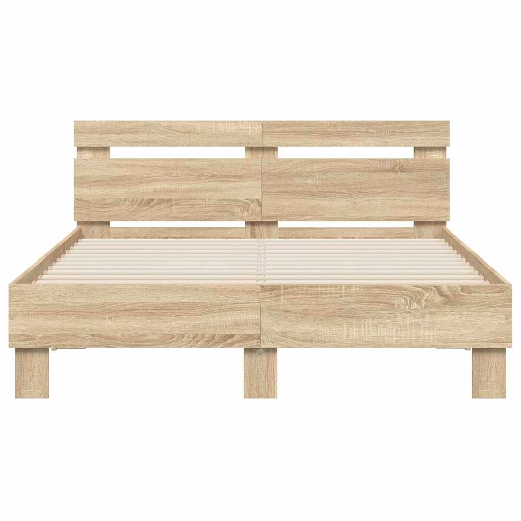 Sengestamme med LED Sonoma 137 x 190 cm Konstruert tre