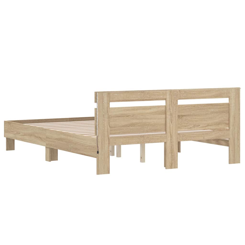 Sengestamme med LED Sonoma 152 x 203 cm Konstruert tre