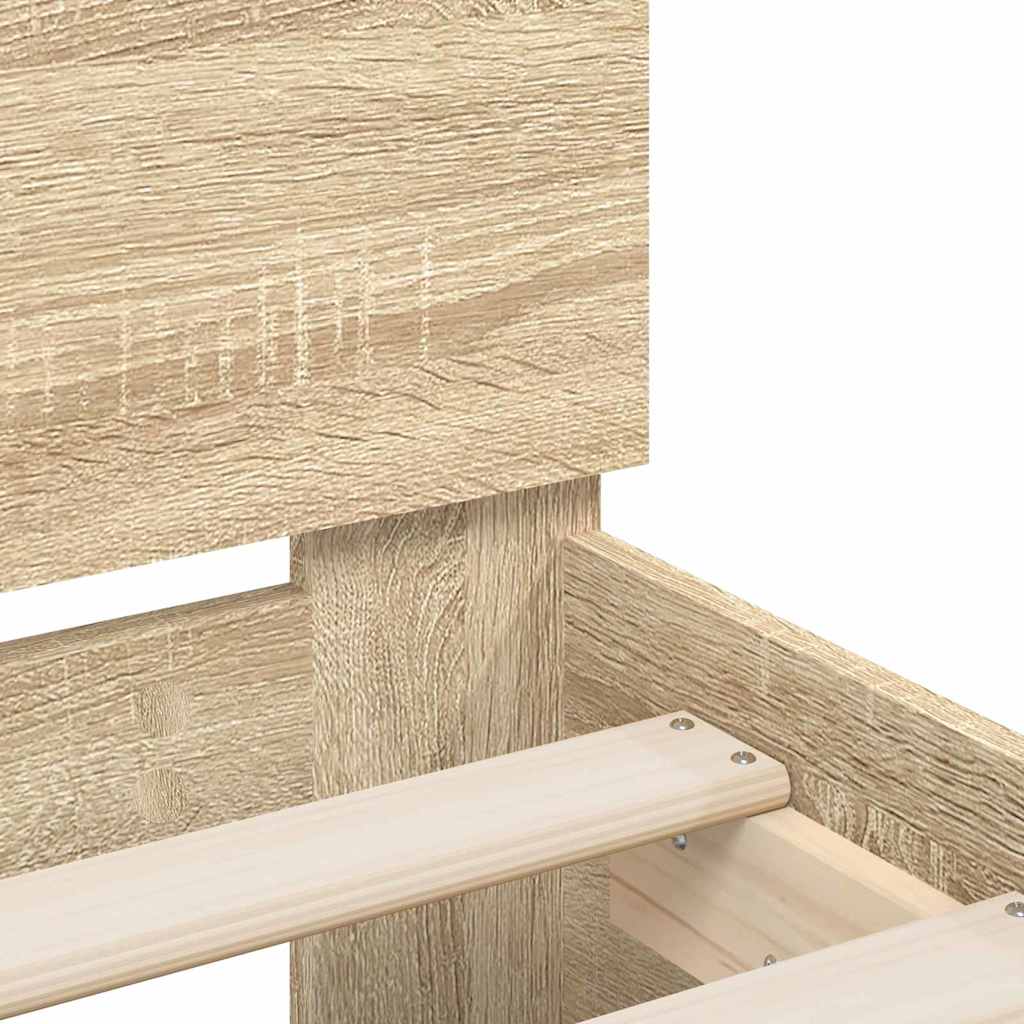 Sengestamme med LED Sonoma 193 x 203 cm Konstruert tre