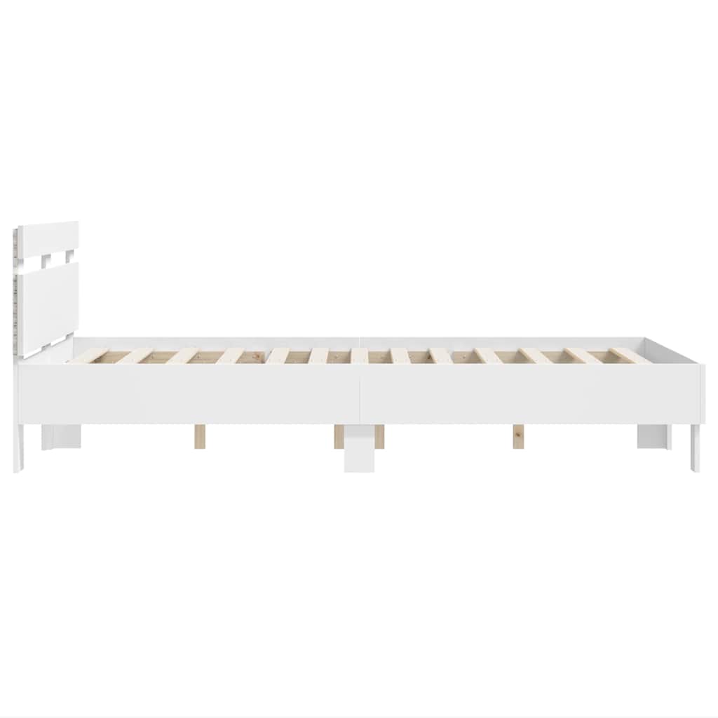 Sengestamme med LED Hvit 137 x 190 cm Konstruert tre
