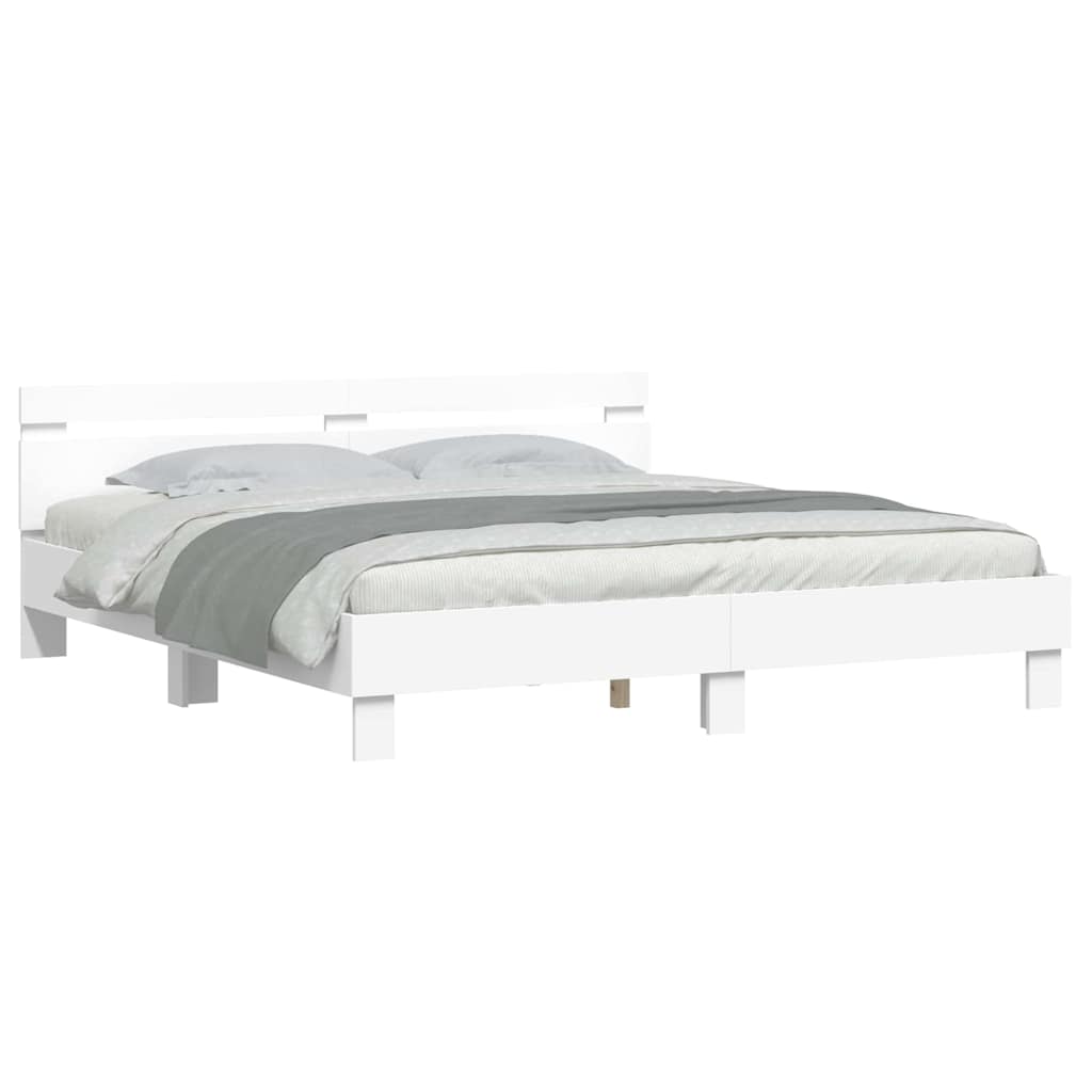 Sengestamme med LED Hvit 193 x 203 cm Konstruert tre