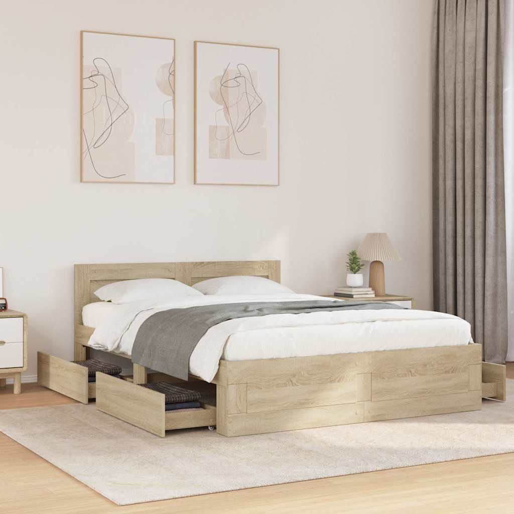 Sengestamme med skuff Sonoma 137 x 188 cm Konstruert tre