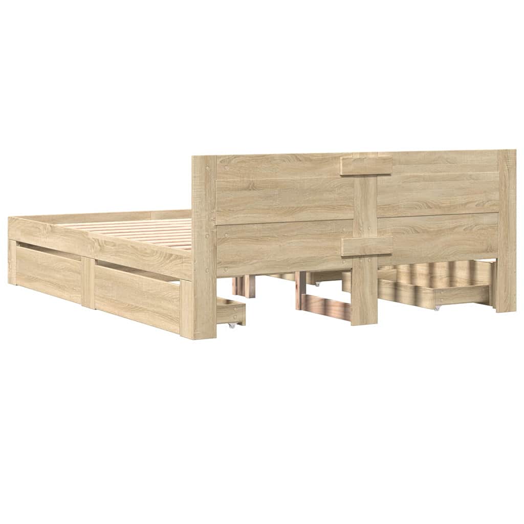 Sengestamme med skuff 2 pcs Sonoma 153 x 203 cm Konstruert tre