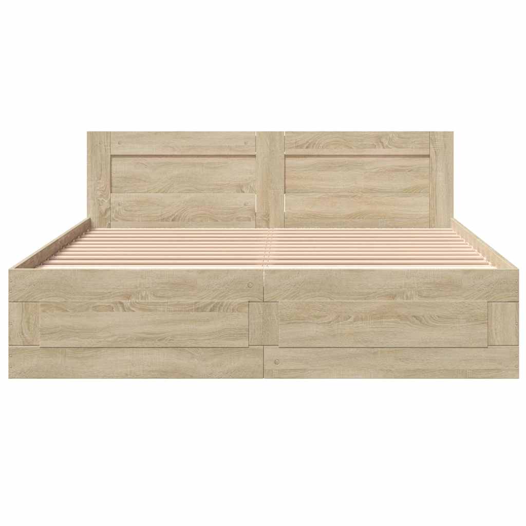 Sengestamme med skuff 2 pcs Sonoma 153 x 203 cm Konstruert tre