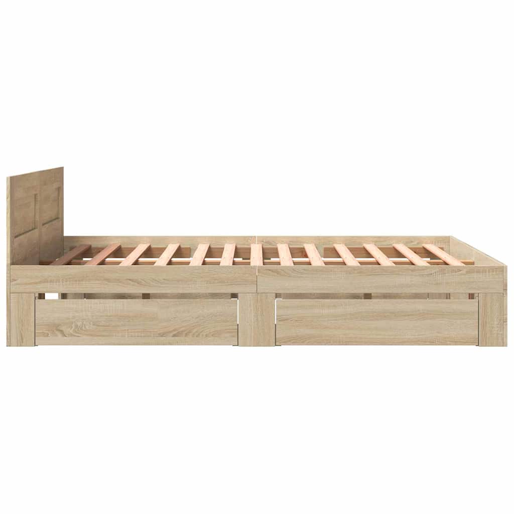 Sengestamme med skuff 2 pcs Sonoma 153 x 203 cm Konstruert tre