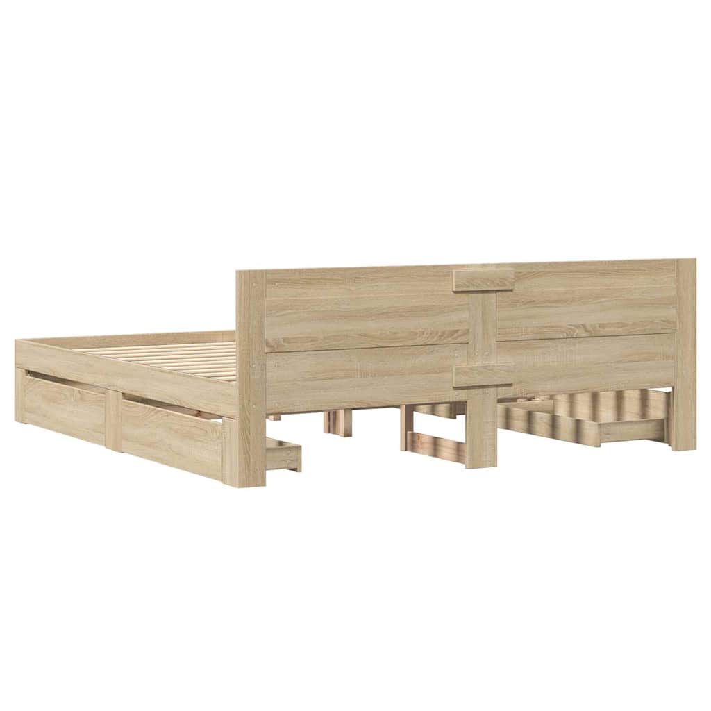 Sengestamme med skuff 2 pcs Sonoma 193 x 203 cm Konstruert tre