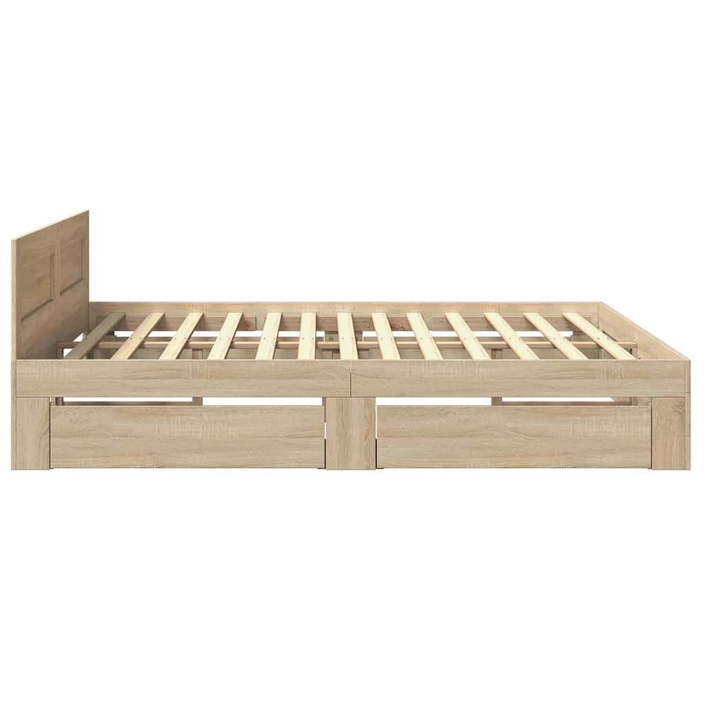 Sengestamme med skuff 2 pcs Sonoma 193 x 203 cm Konstruert tre