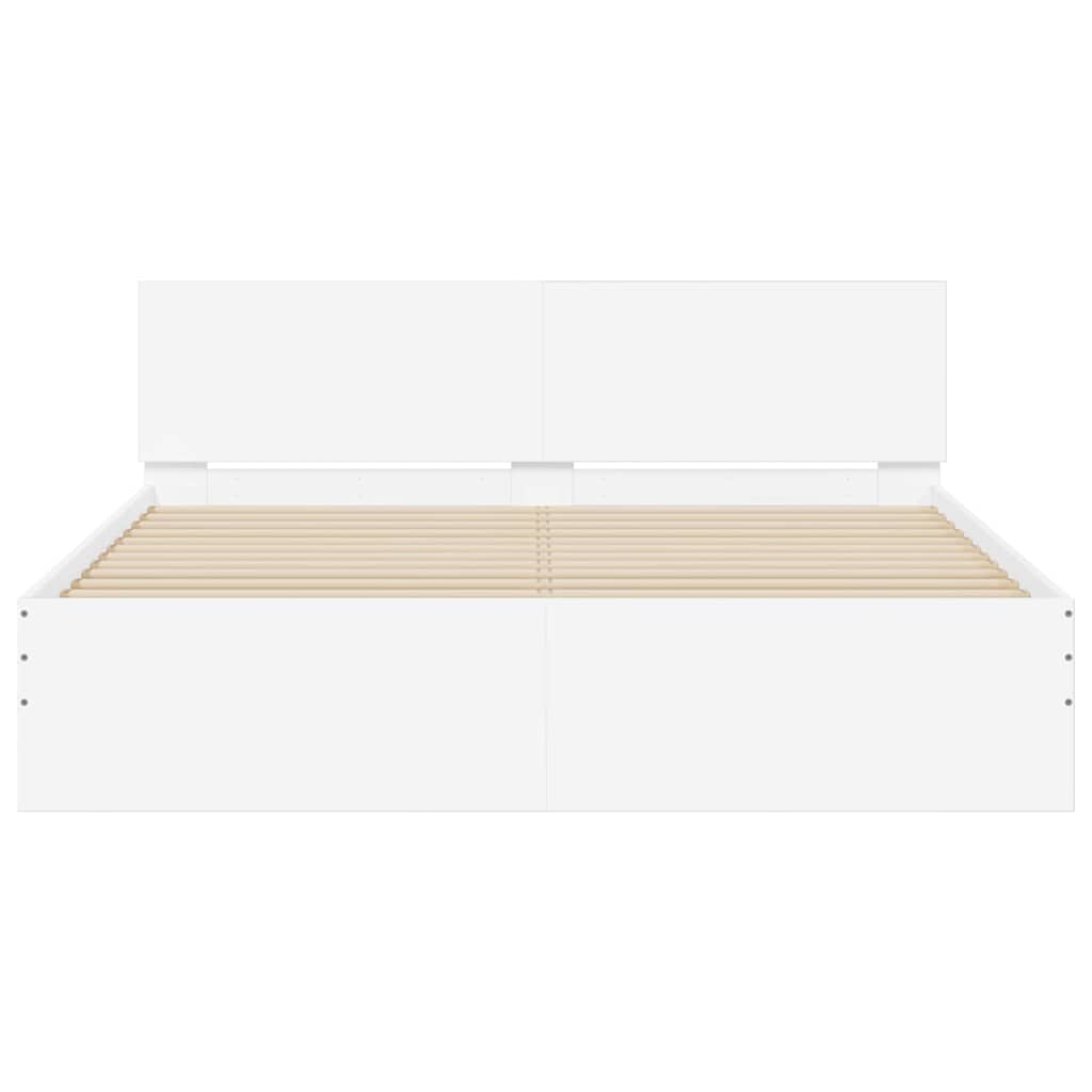 Sengestamme med hodegatt Hvit 152 x 203 cm Konstruert tre