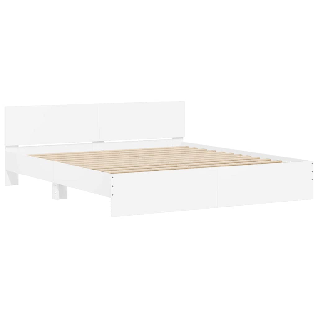 Sengestamme med hodegatt Hvit 193 x 203 cm Konstruert tre