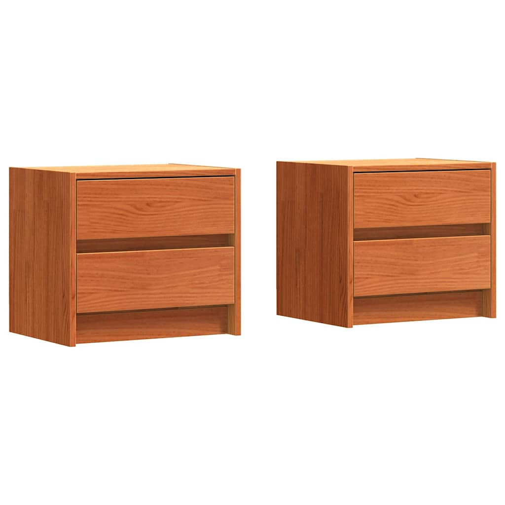 Nattbord med skuff 2 pcs Vokset Brun 40 x 30.5 x 35.5 cm Furu