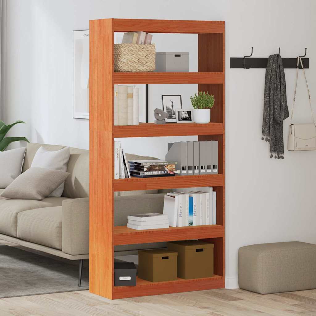 Bokskap Vokset Brun 80 x 30 x 167,5 cm Massiv furu