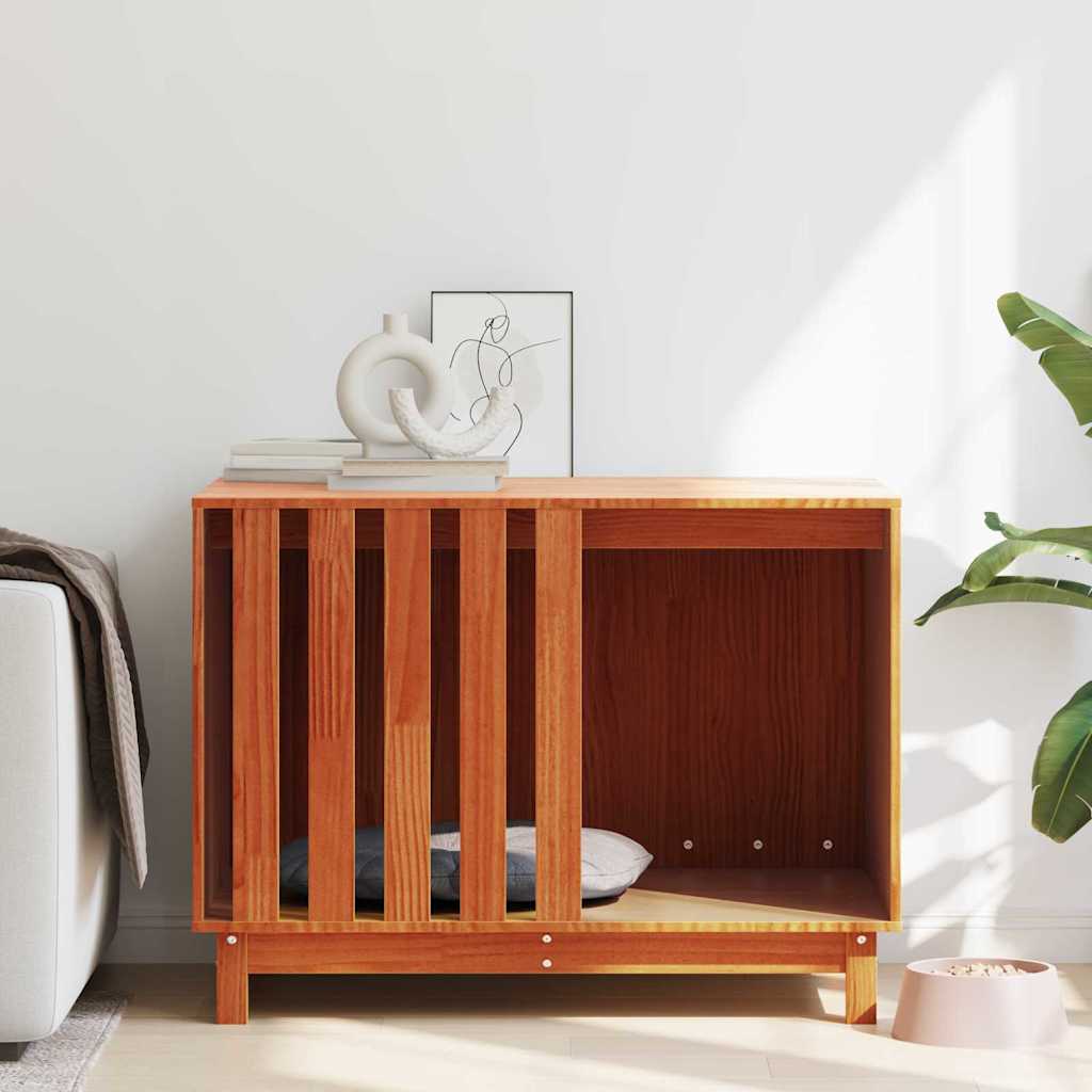 Hundehus med lagring Vokset Brun 90 x 60 x 67 cm Massiv furu