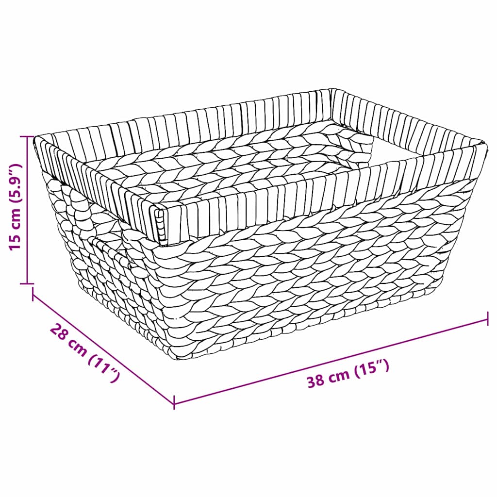 Oppbevaringskurver 2 pcs Naturlig 38 x 28 x 15 cm Vannhyasint