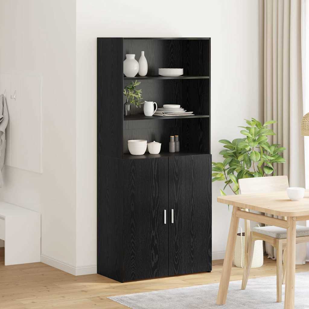 Høyskap Svart Eik 80 x 42,5 x 185 cm Konstruert tre