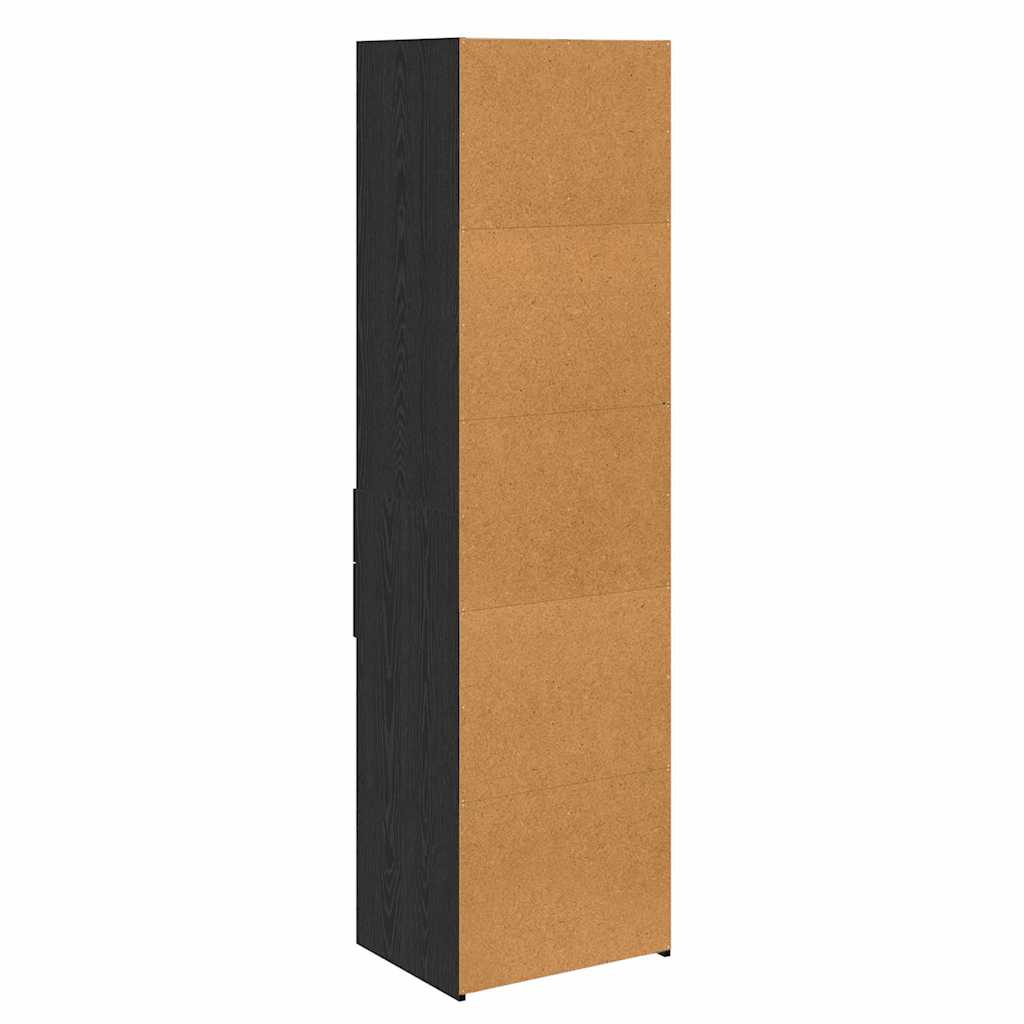 Høyskap med skuff Svart Eik 50 x 42,5 x 185 cm Konstruert tre