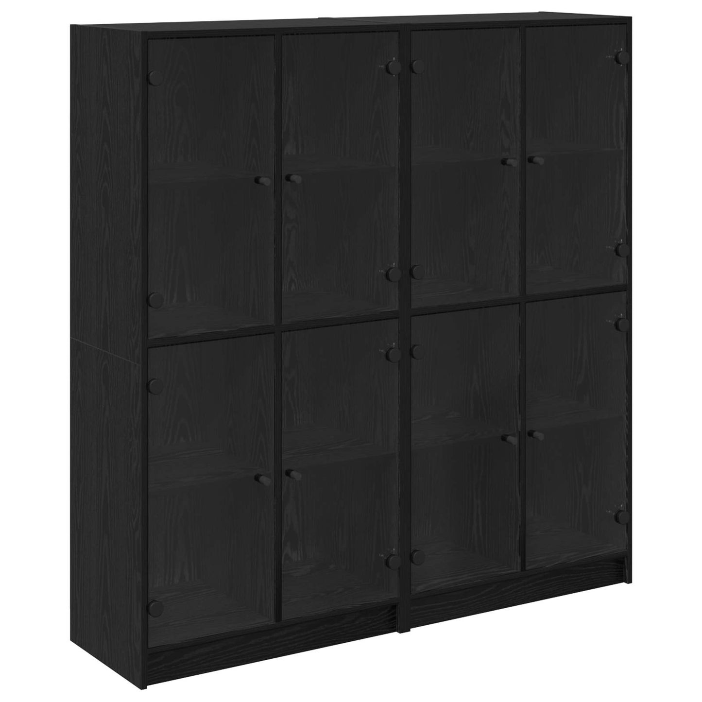 Høyskap 2 pcs Svart Eik 68 x 37 x 142 cm Konstruert tre
