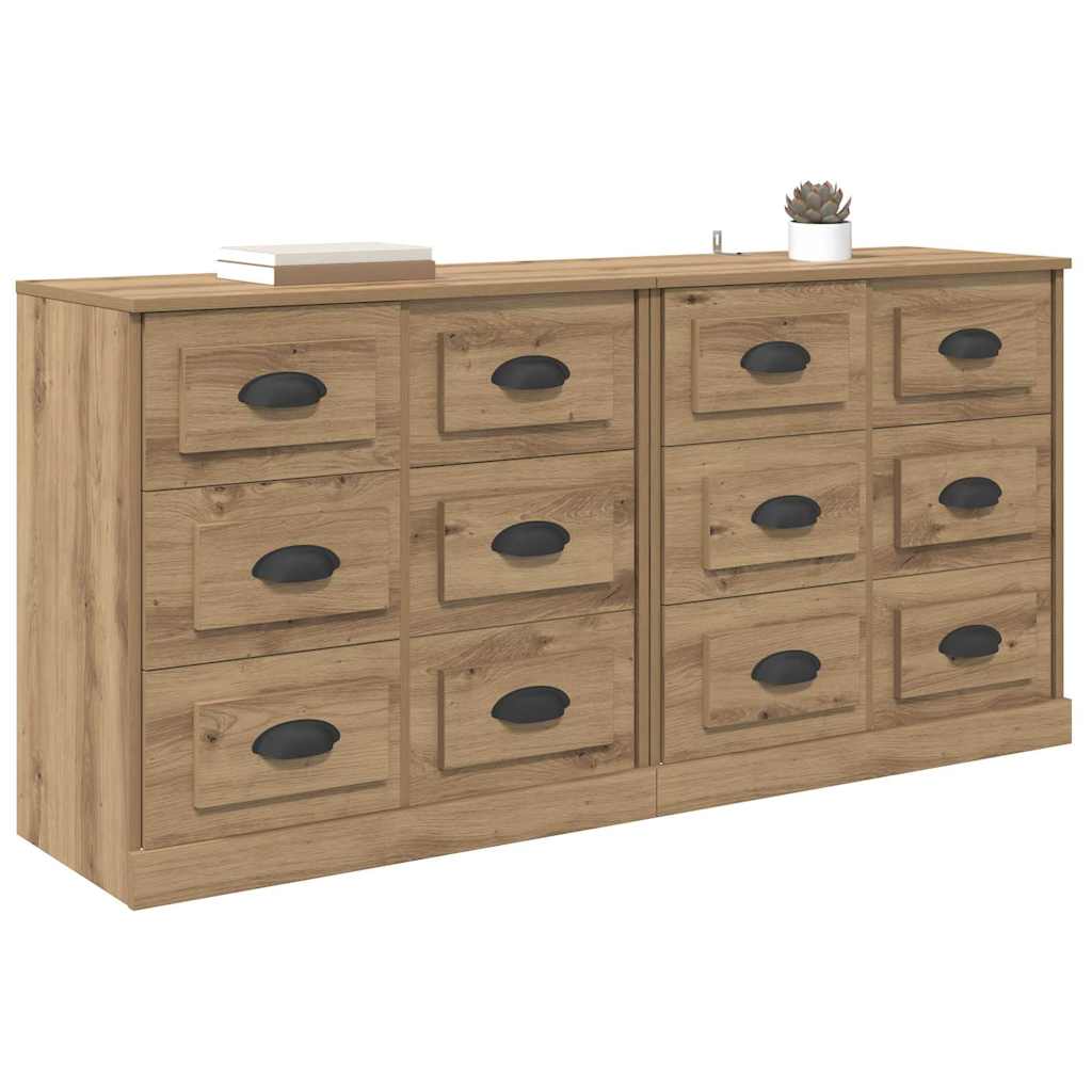 Skap 2 pcs Artisan Eik 70 x 35,5 x 67,5 cm Konstruert tre