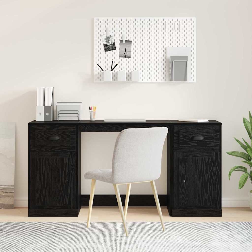 Skrivebord med skap Svart Eik 154,5 x 50 x 75 cm Konstruert tre