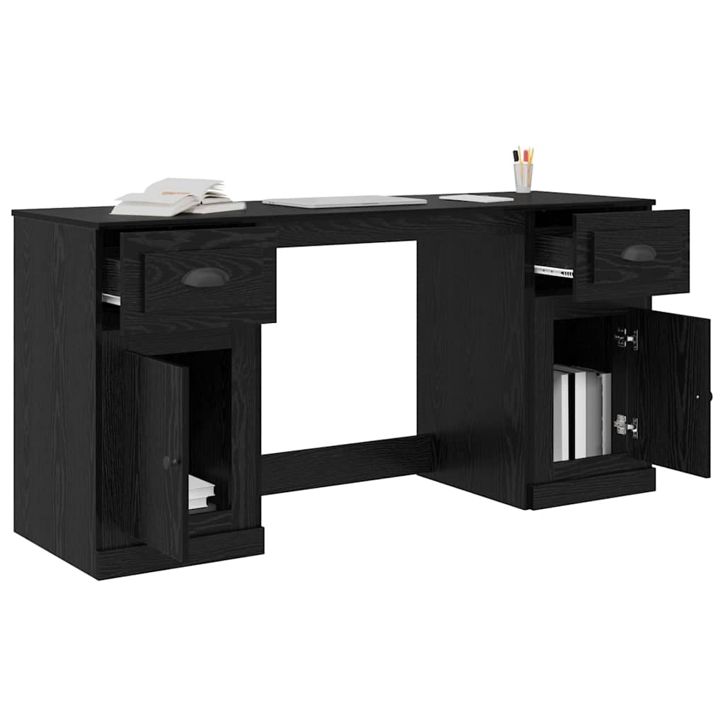 Skrivebord med skap Svart Eik 154,5 x 50 x 75 cm Konstruert tre