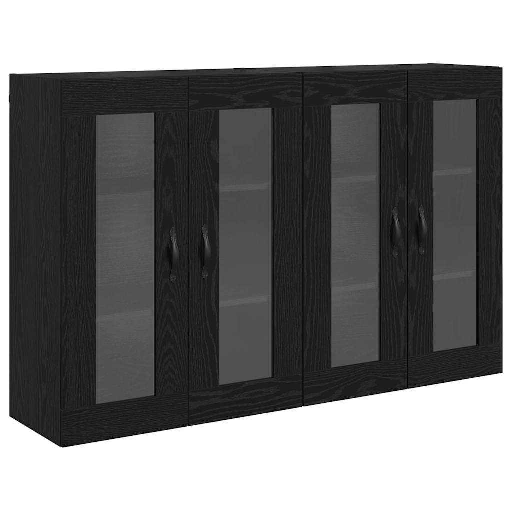 Vegghotell 2 pcs Svart Eik 69,5 x 34 x 90 cm Konstruert tre