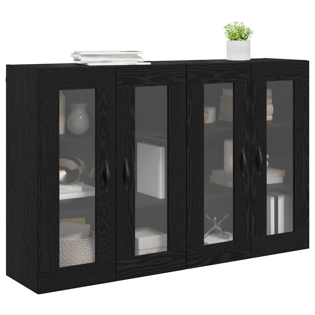 Vegghotell 2 pcs Svart Eik 69,5 x 34 x 90 cm Konstruert tre