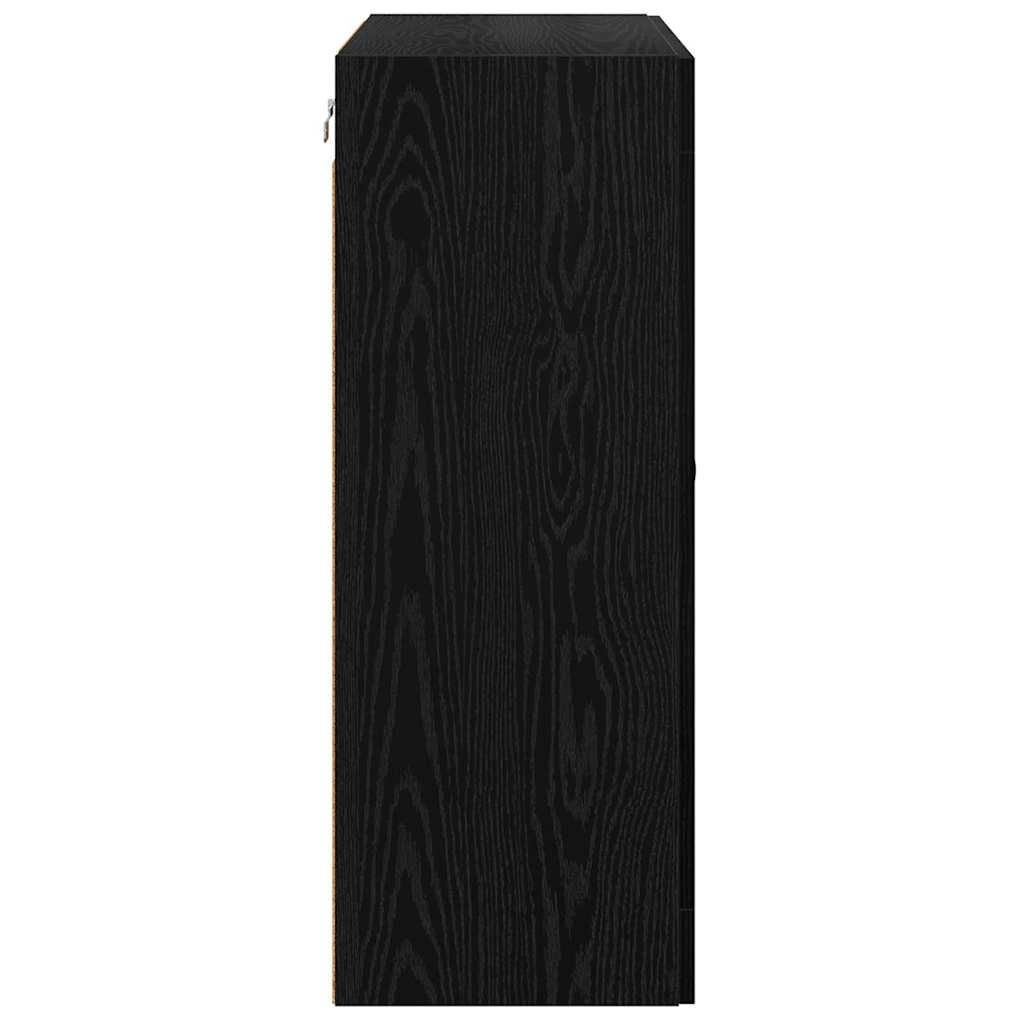 Vegghengt skap 2 pcs Svart Eik 69,5 x 34 x 90 cm Konstruert tre