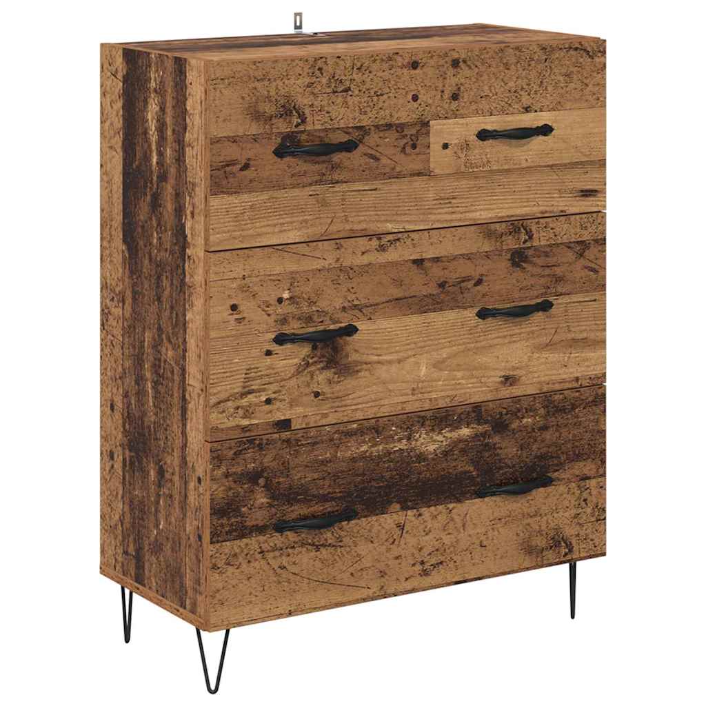 Høyskap med skuff Gamle tre 69,5 x 34 x 90 cm Konstruert tre