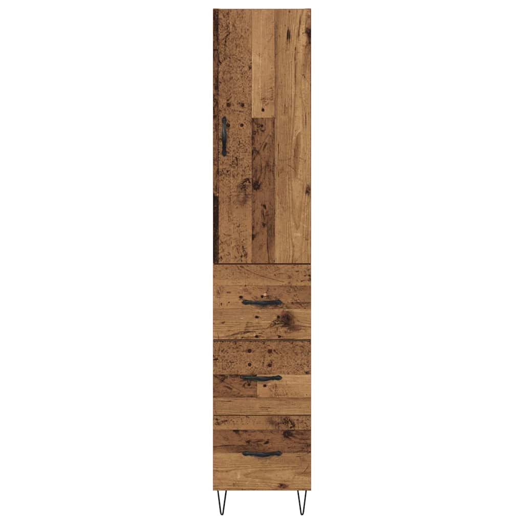 Høyskap med skuff Gamle tre 34,5 x 34 x 90 cm Konstruert tre