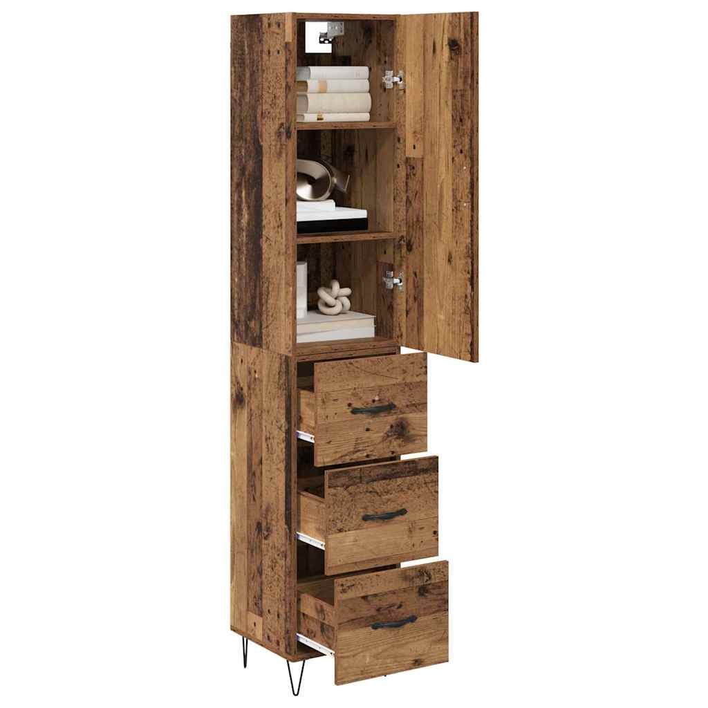 Høyskap med skuff Gamle tre 34,5 x 34 x 90 cm Konstruert tre