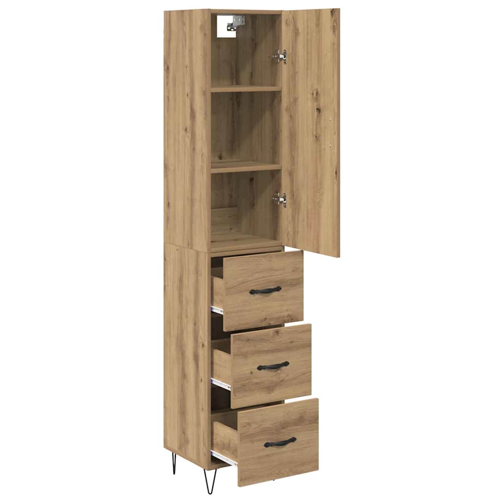 Høyskap med skuff Artisan Eik 34,5 x 34 x 90 cm Konstruert tre