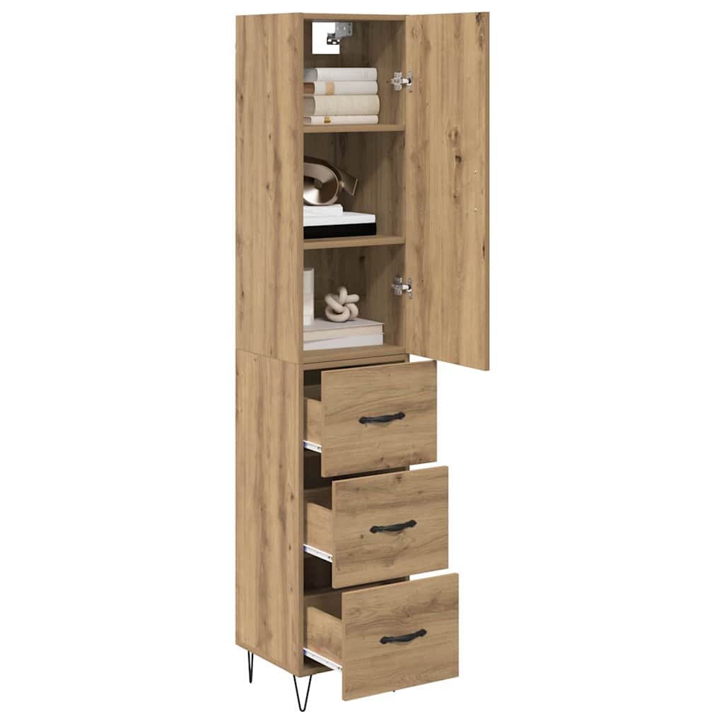 Høyskap med skuff Artisan Eik 34,5 x 34 x 90 cm Konstruert tre