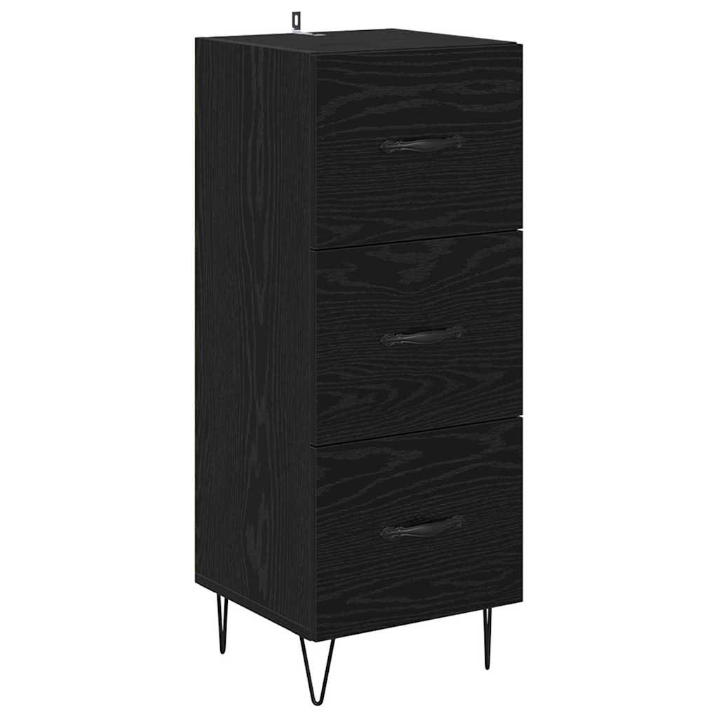 Høyskap med skuff Svart Eik 34,5 x 34 x 90 cm Konstruert tre