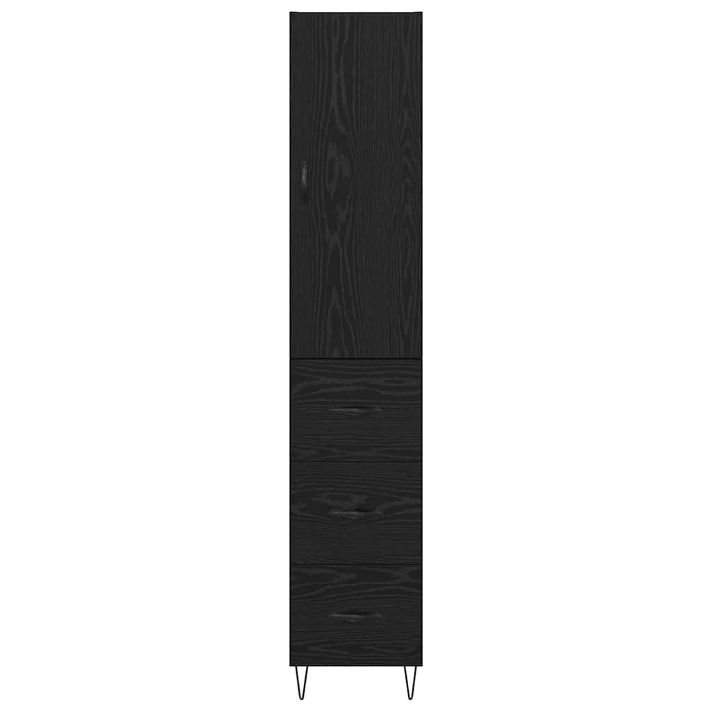 Høyskap med skuff Svart Eik 34,5 x 34 x 90 cm Konstruert tre
