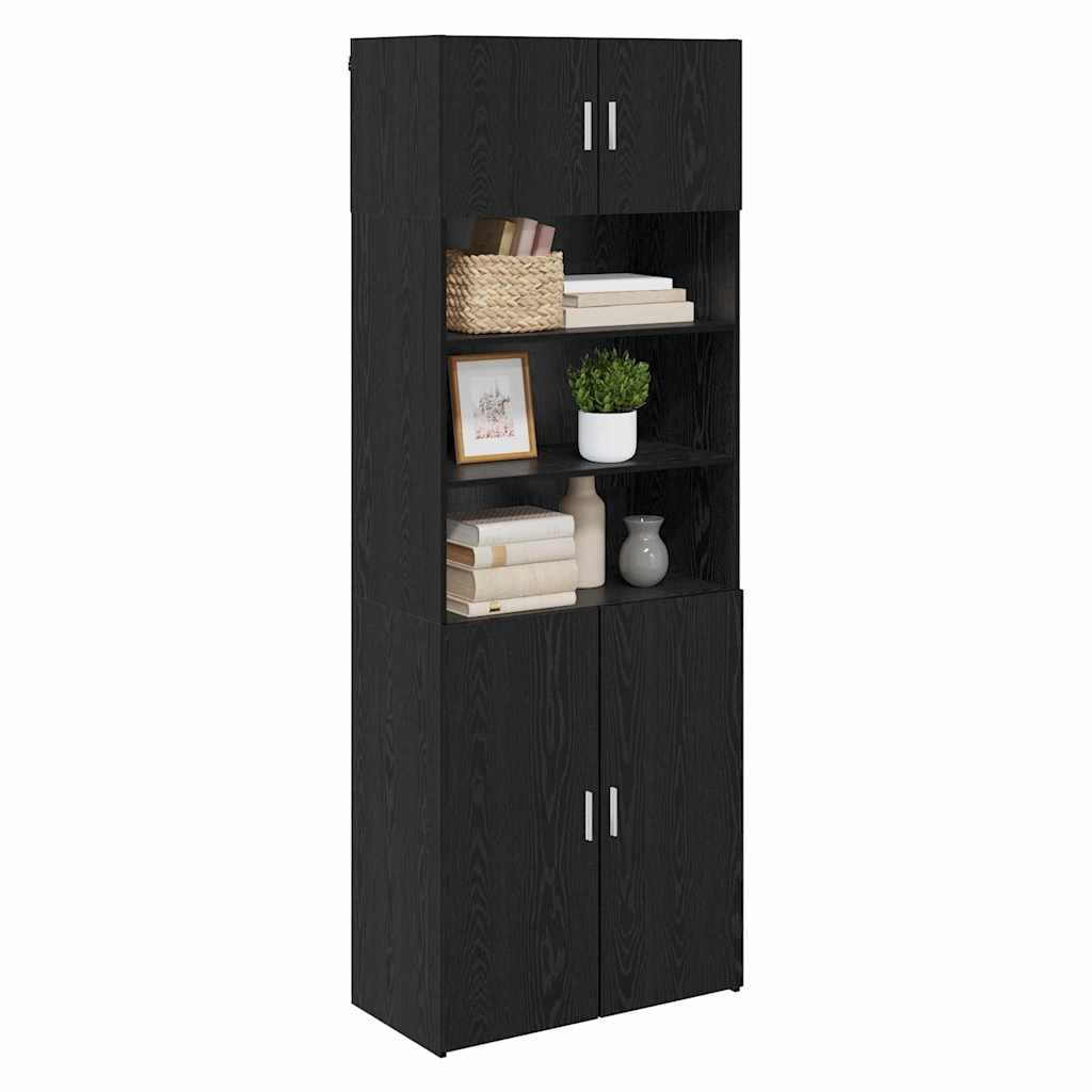 Oppbevaringsskap Svart Eik 80 x 42,5 x 225 cm Konstruert tre vidaXL