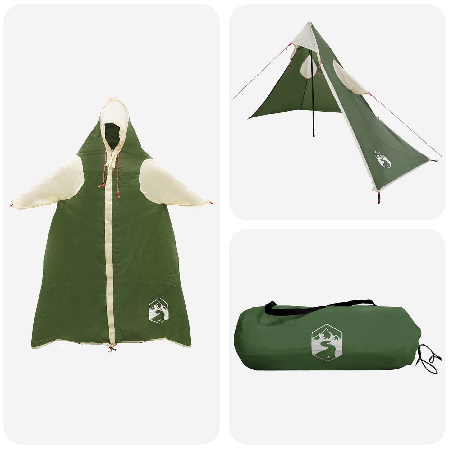 2-i-1 Regn Poncho med Hette Grønn 262 x 126 x 130 cm