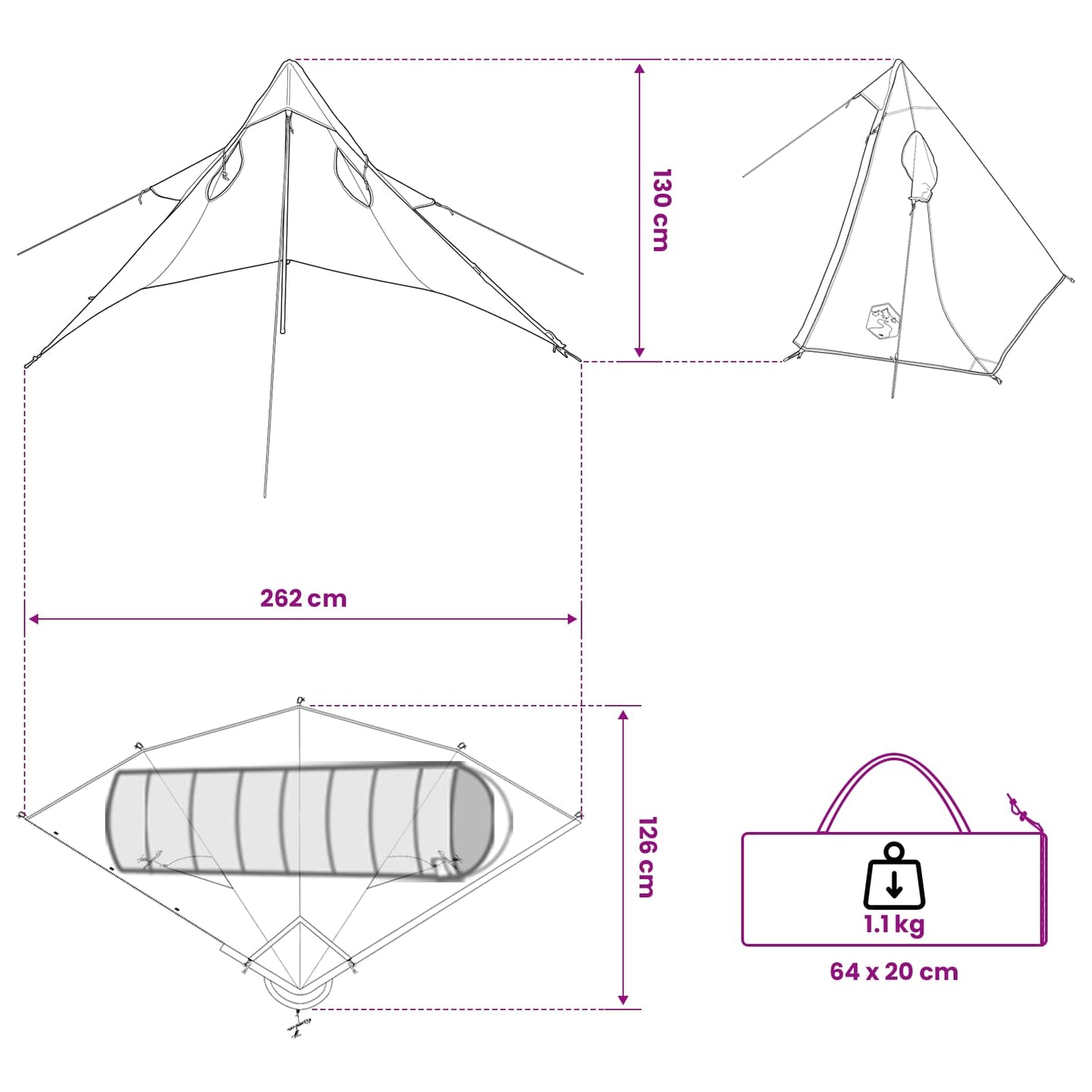 2-i-1 Regn Poncho med Hette Grønn 262 x 126 x 130 cm