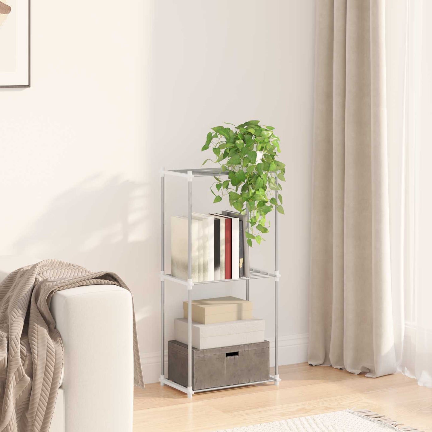 Tubular Shelf med lagring Hvit 42,5 x 27 x 91,5 cm Aluminium