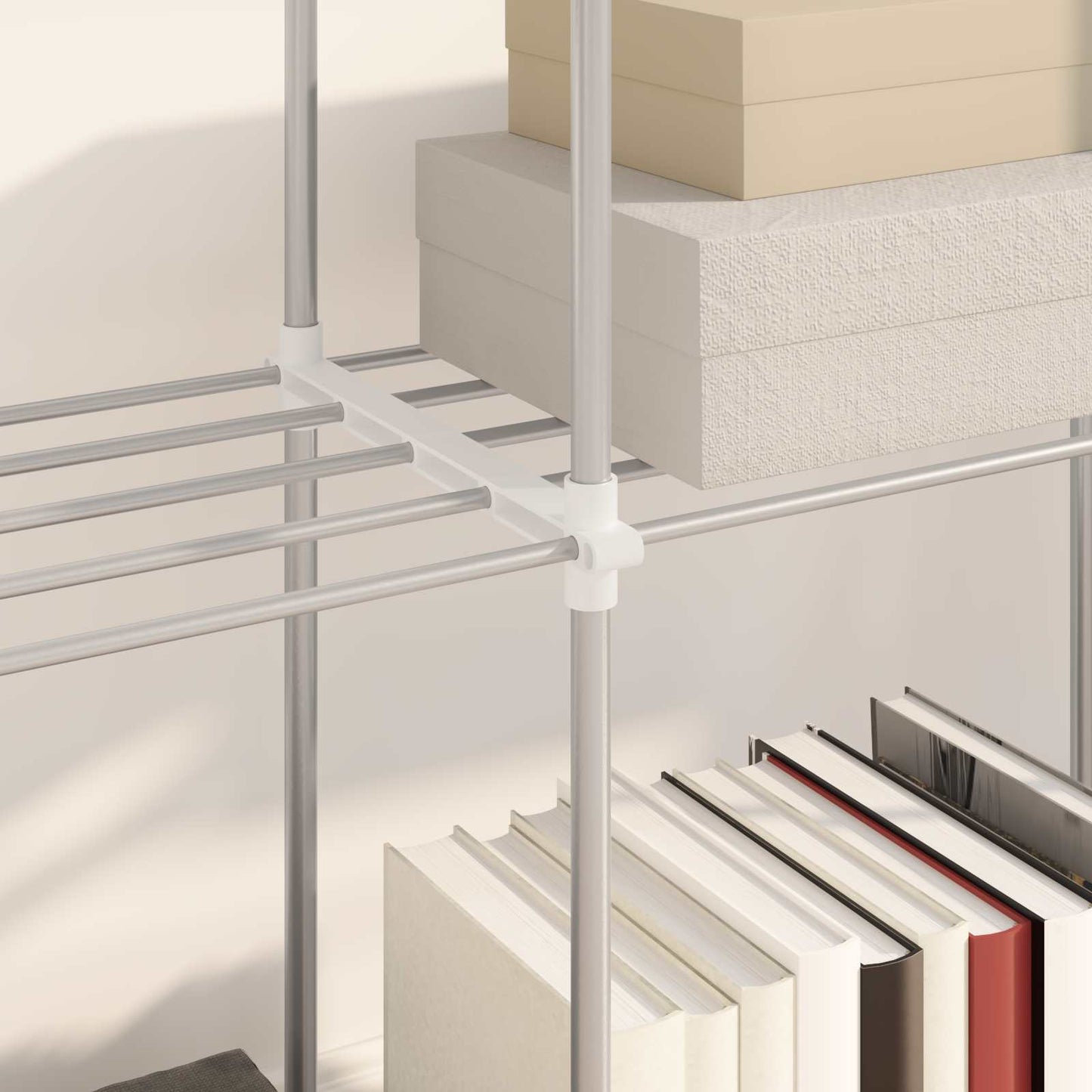 Tubular Shelf med lagring Hvit 129 x 27 x 132 cm Aluminium