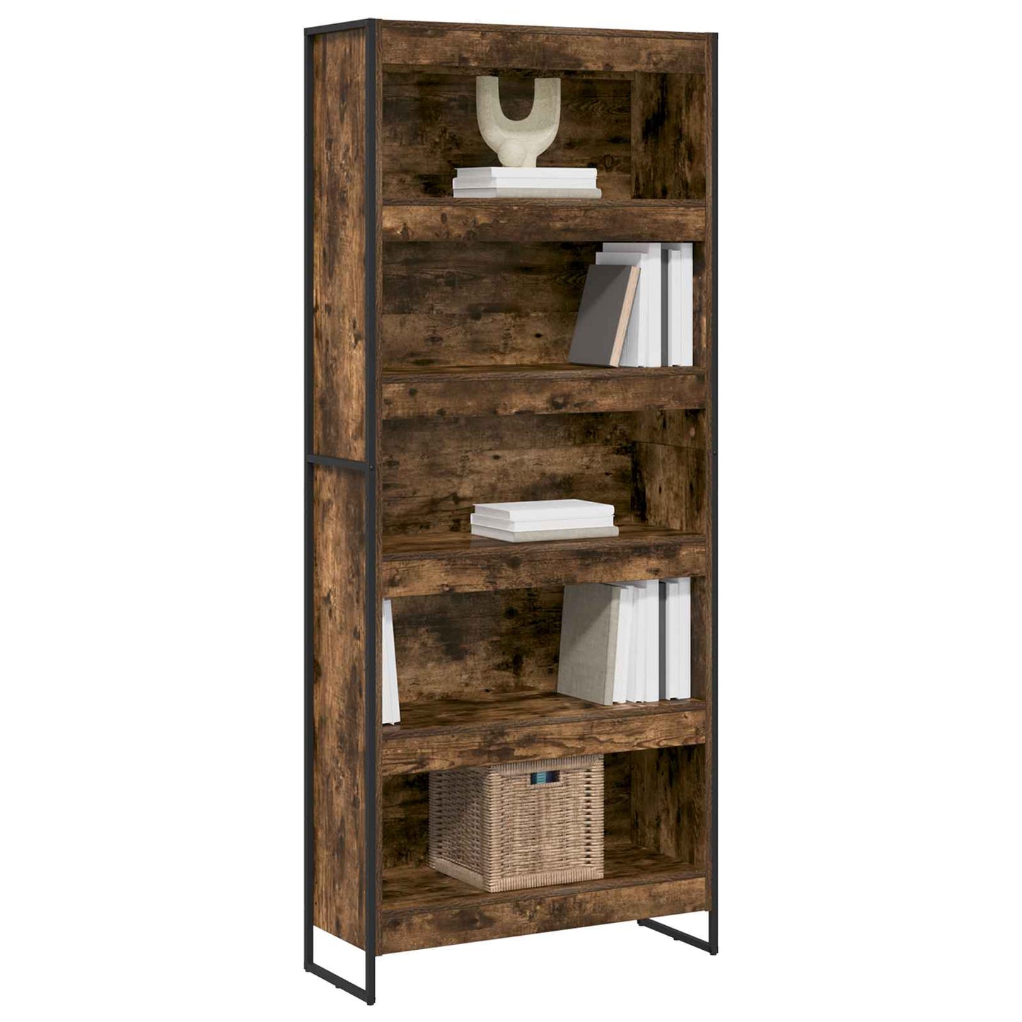 Bokskap 80 x 30 x 189,5 cm Konstruert tre Røyk Eik