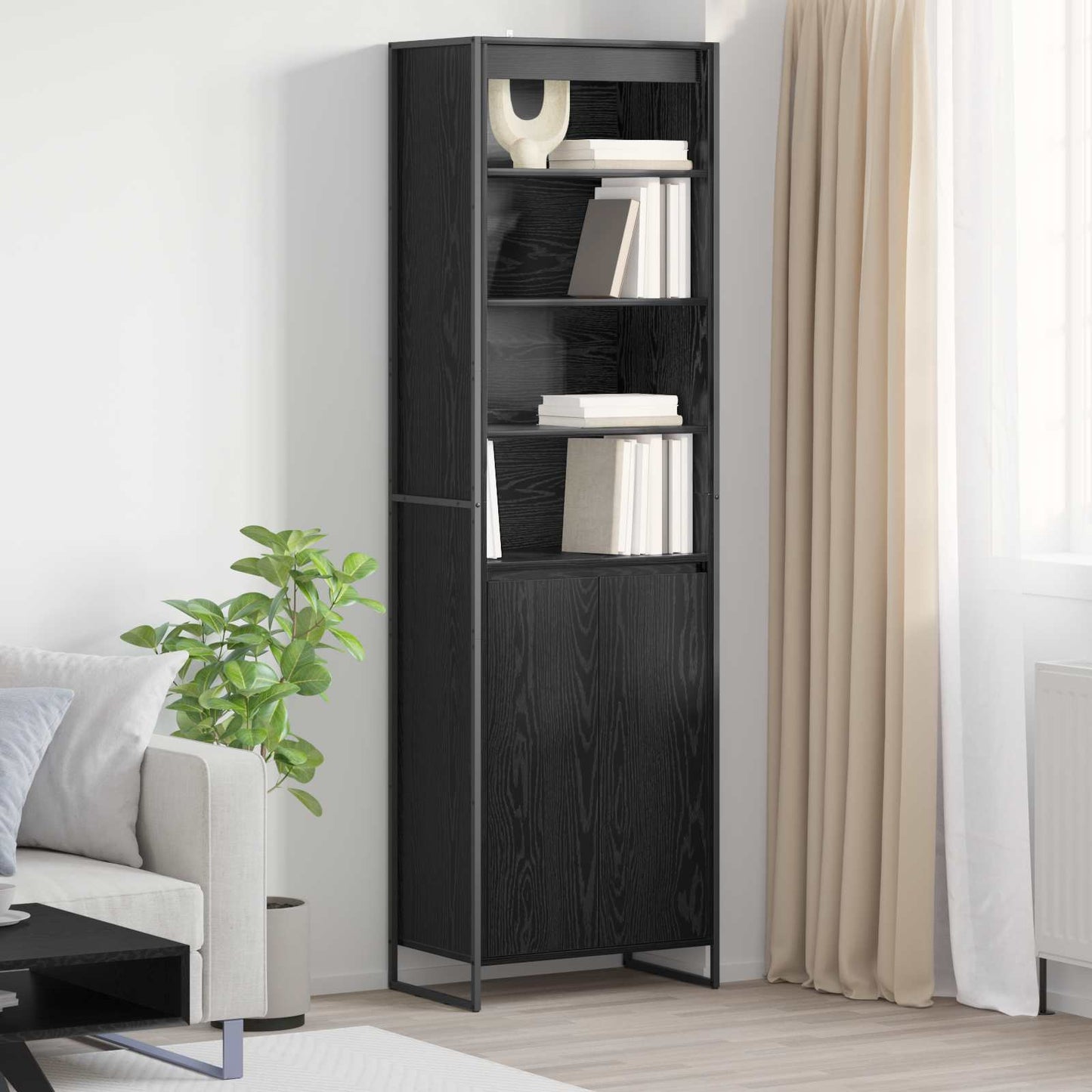 Høye Skap Svart Eik 60 x 36 x 200 cm Konstruert tre