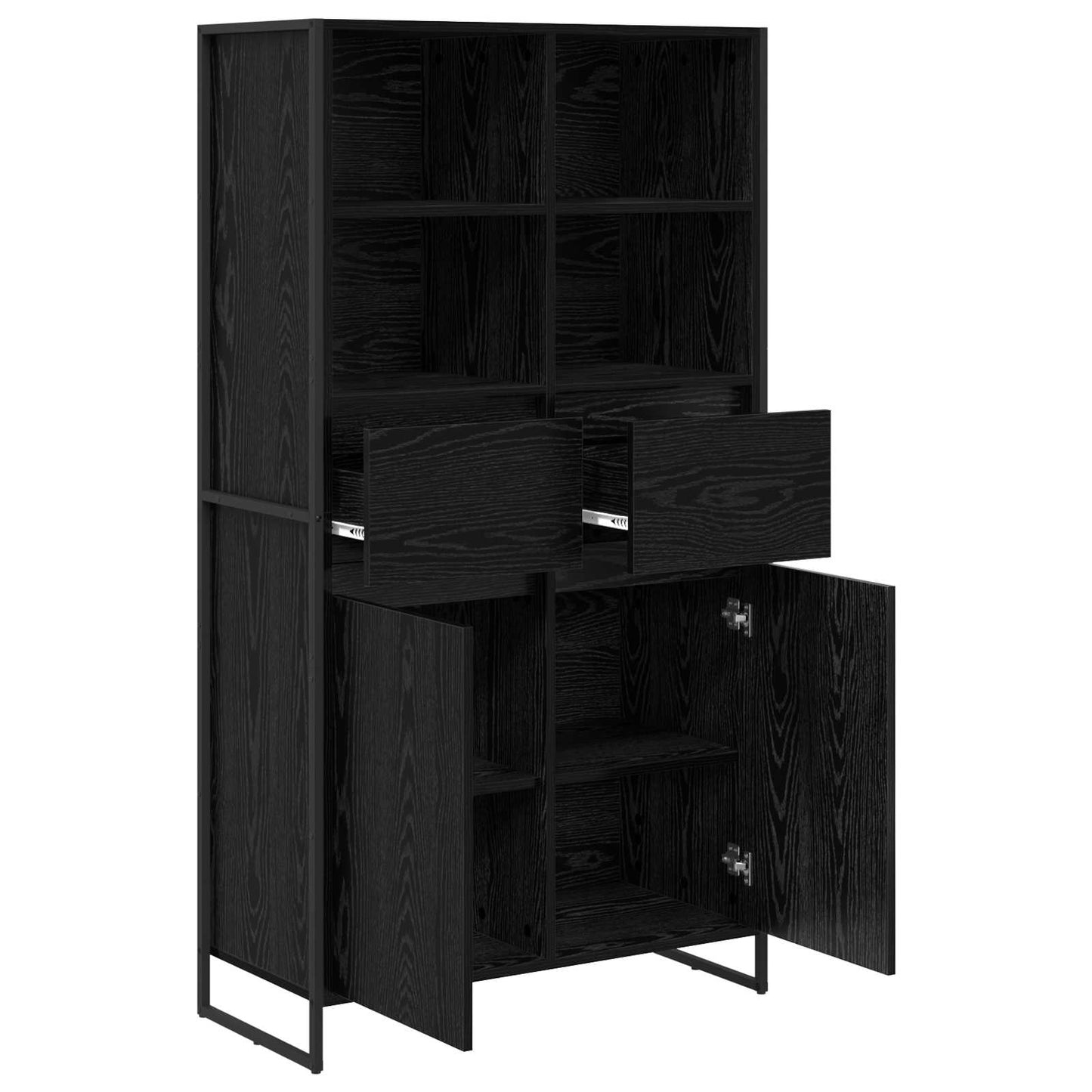 Serviesskap Svart Eik 81 x 36 x 150.5 cm Konstruert tre