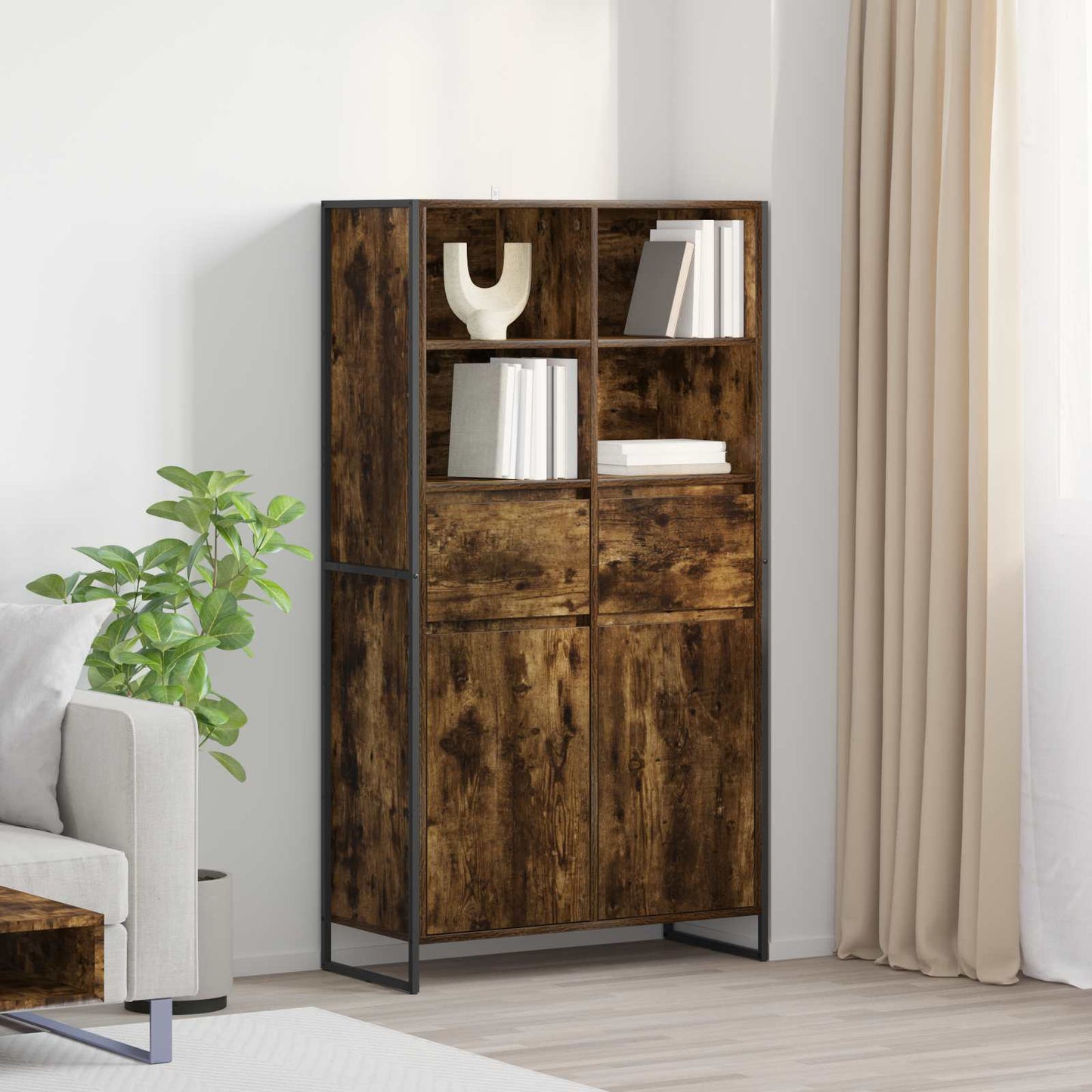 Serviesskap Røyk Eik 81 x 36 x 150.5 cm Konstruert tre