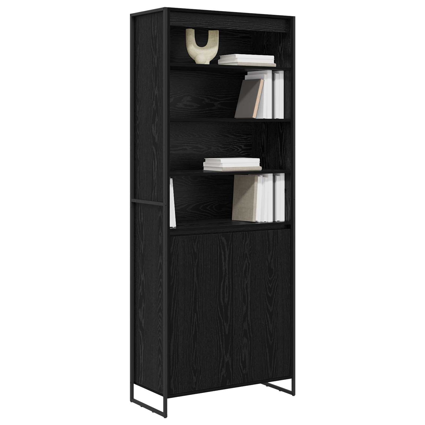 Høye Skap Svart Eik 79 x 36 x 200 cm Konstruert tre