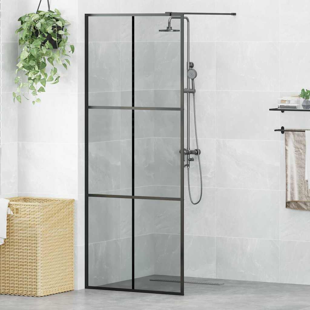 Walk-in Dusjvegg Svart 80 x 195 cm herdet glass