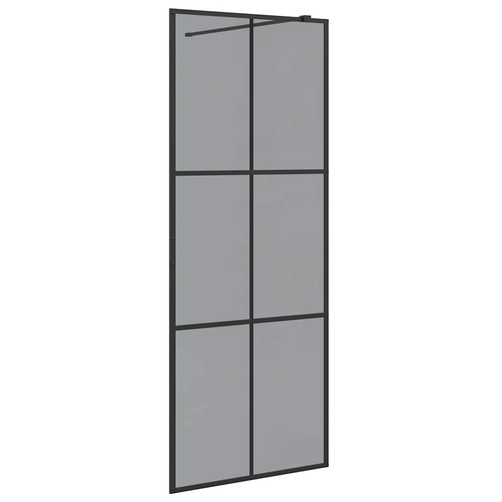 Walk-in Dusjvegg Svart 80 x 195 cm herdet glass