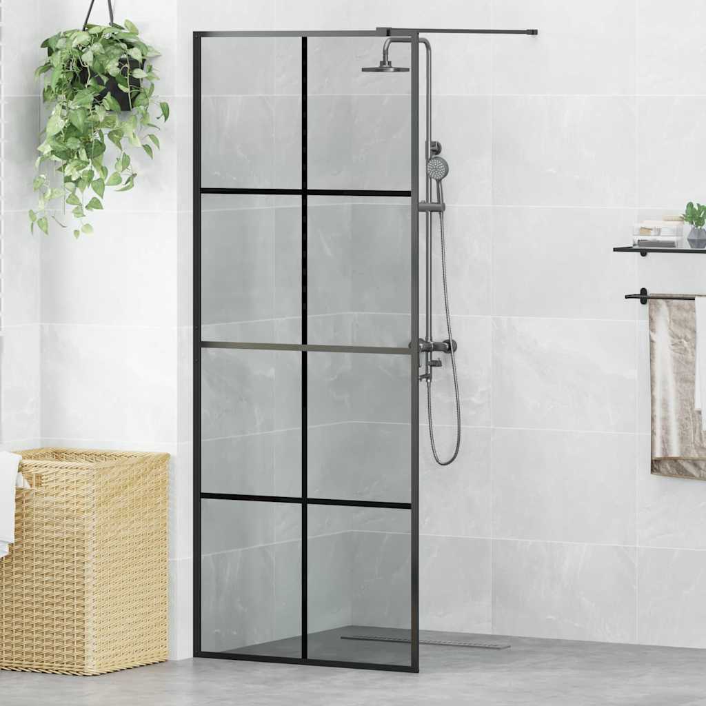 Walk-in Dusjvegg Svart 80 x 195 cm herdet glass
