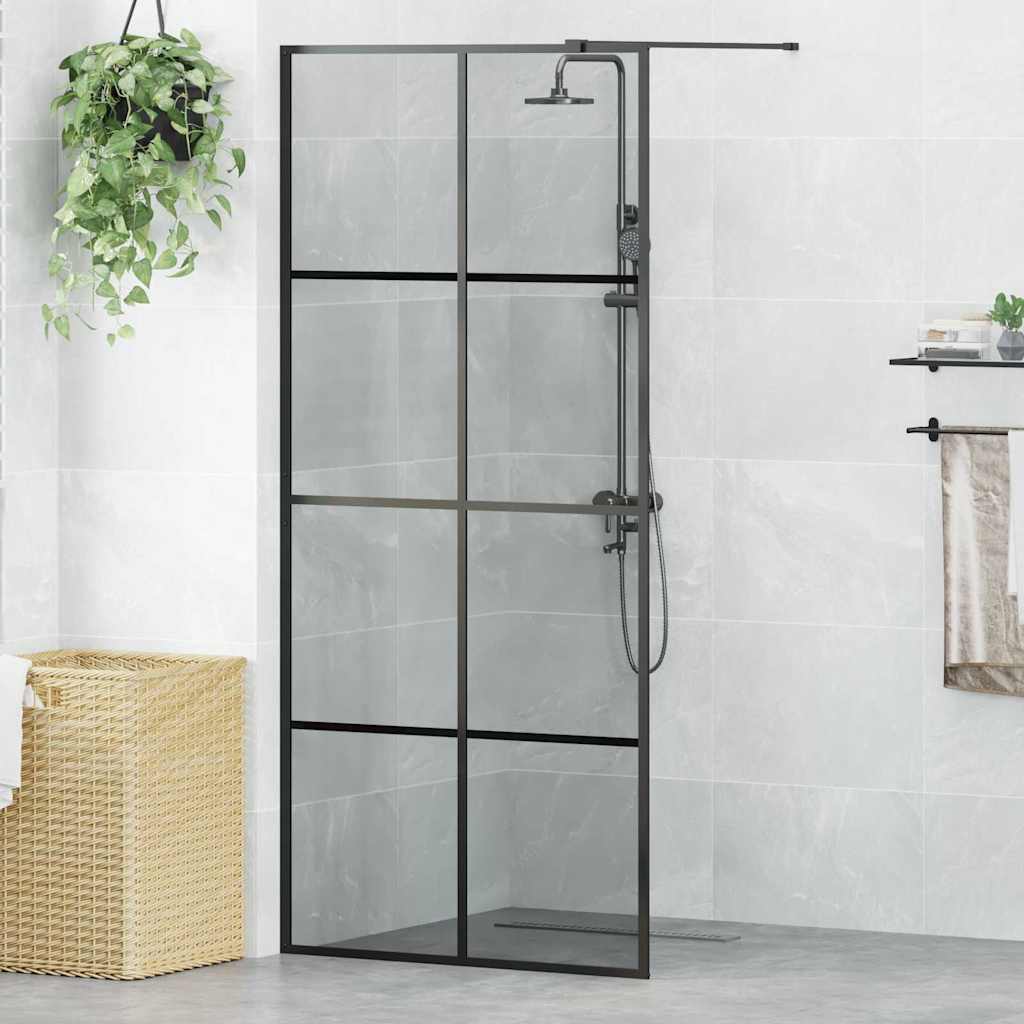 Walk-in Dusjvegg Svart 90 x 195 cm herdet glass