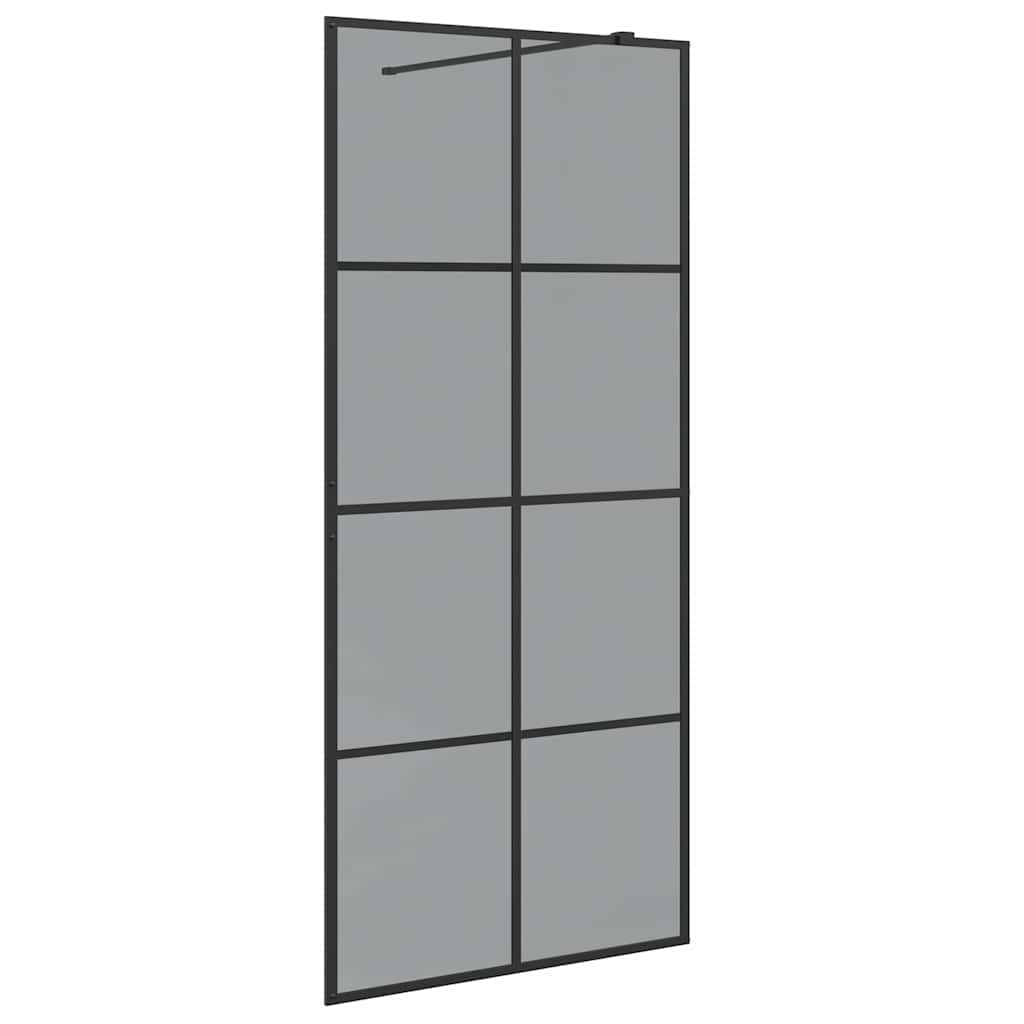 Walk-in Dusjvegg Svart 90 x 195 cm herdet glass