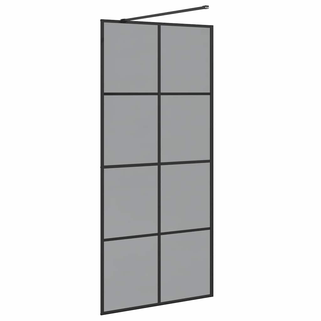 Walk-in Dusjvegg Svart 90 x 195 cm herdet glass